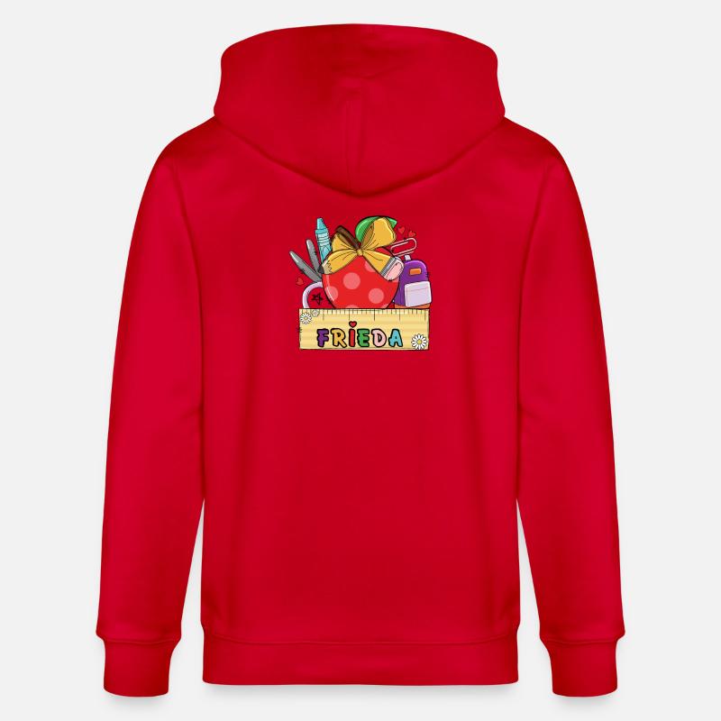 Personalisierte Schultasche mit Name Frieda - Stanley/Stella Unisex Bio-Kapuzenjacke CULTIVATOR  - Rot