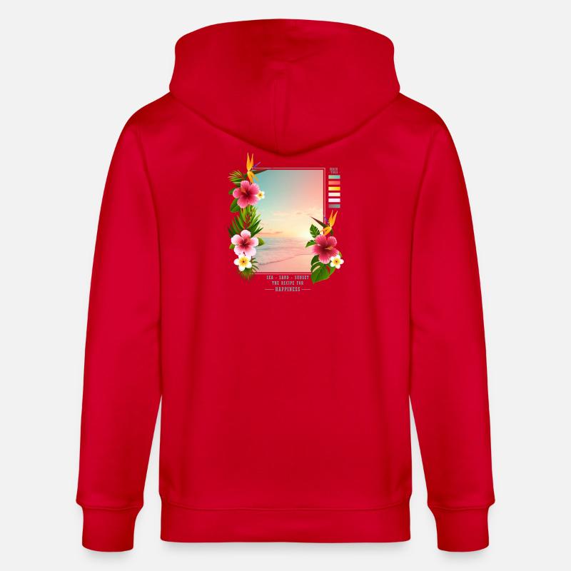 Mer - Sable - Coucher de soleil - Veste à capuche bio CULTIVATOR Stanley/Stella Unisexe - rouge