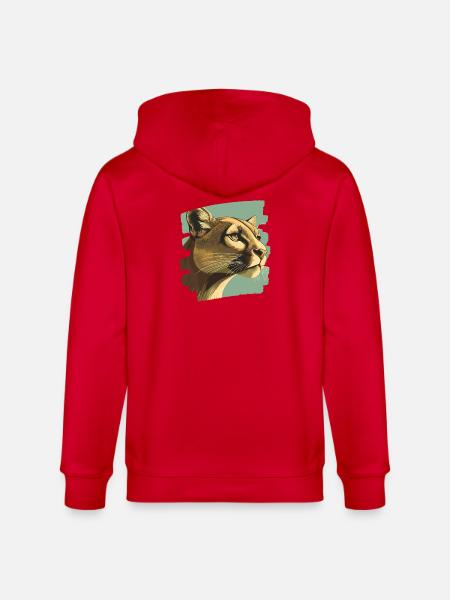 Lion from mountain Retro - Stanley/Stella CULTIVATOR  Unisex Organic Hooded Jacket - red