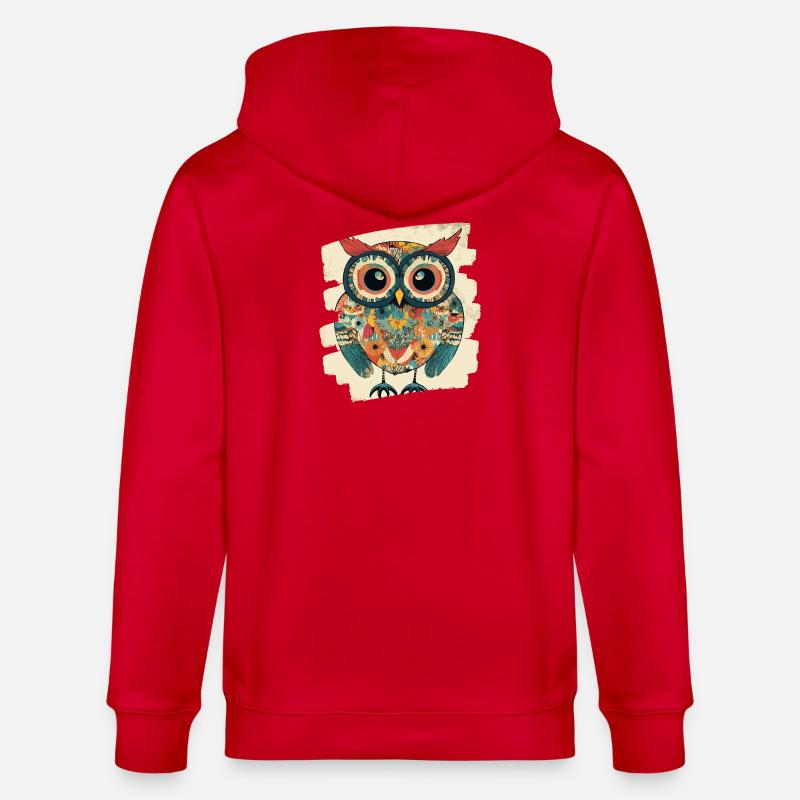 Eule - Stanley/Stella Unisex Bio-Kapuzenjacke CULTIVATOR  - Rot