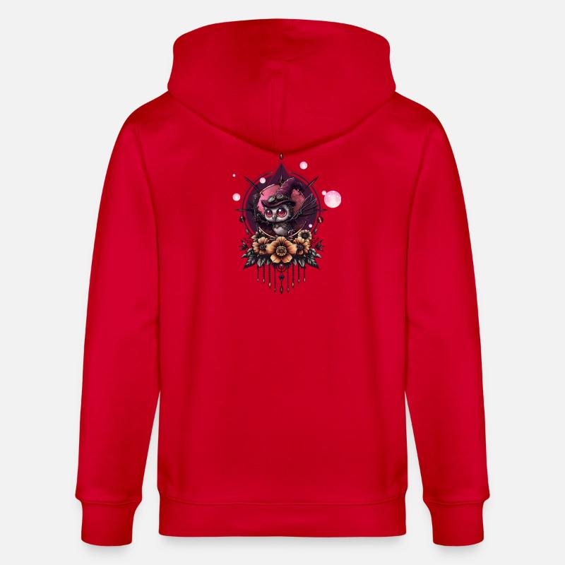 Die Steampunk-Eule: Hüter der Geheimnisse. - Stanley/Stella Unisex Bio-Kapuzenjacke CULTIVATOR  - Rot