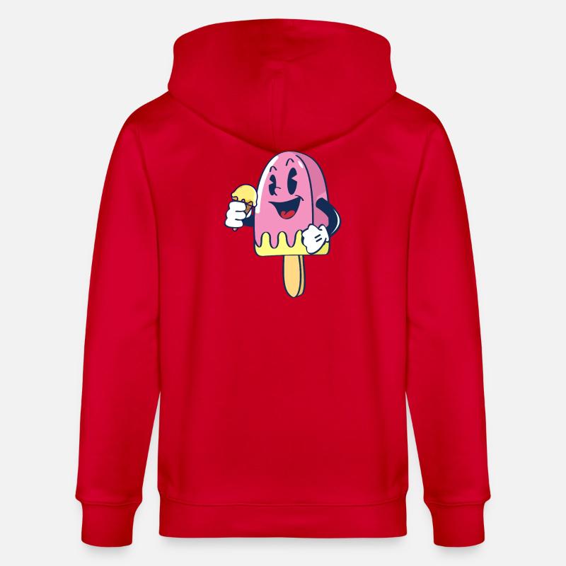 Fröhlicher Kindereis Charakter Eiscreme Eis - Veste à capuche bio CULTIVATOR Stanley/Stella Unisexe - rouge