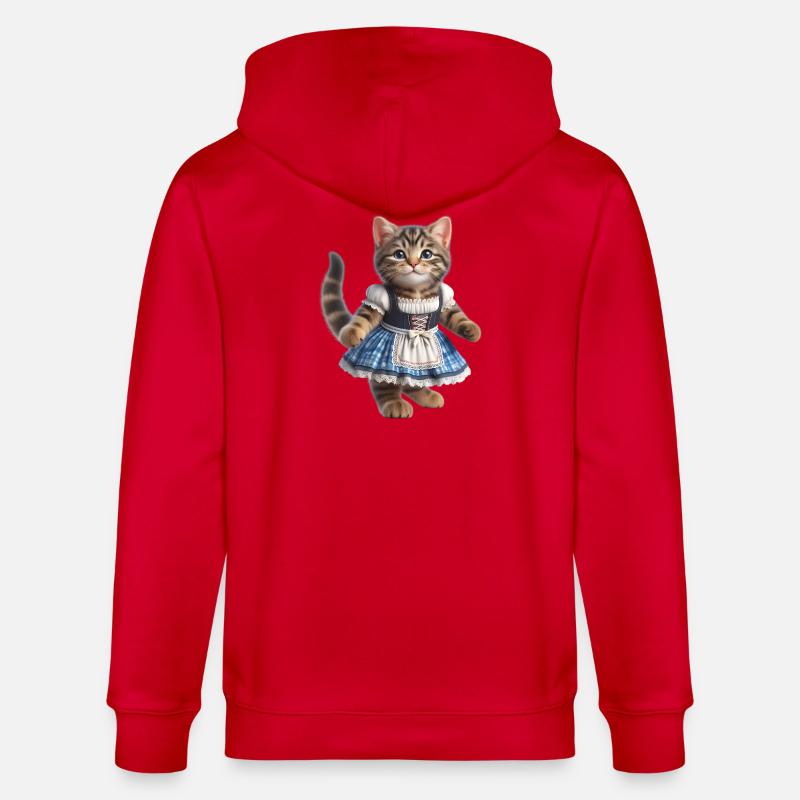 Mignon petit chat en dirndl - Veste à capuche bio CULTIVATOR Stanley/Stella Unisexe - rouge
