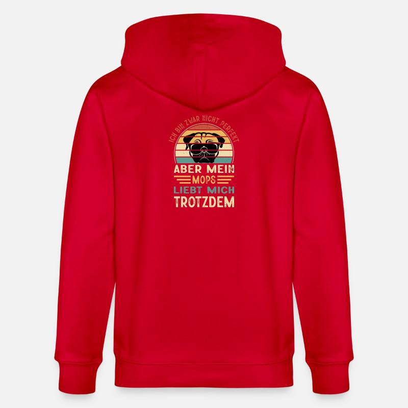 Mops Hund Hundebesitzer Geschenk Hundehalter - Stanley/Stella Unisex Bio-Kapuzenjacke CULTIVATOR  - Rot