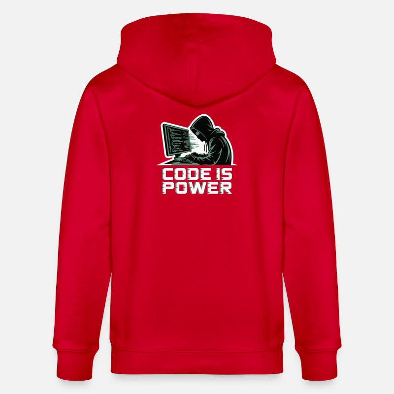 Cyber Hacker Code Unendliches Design - Stanley/Stella Unisex Bio-Kapuzenjacke CULTIVATOR  - Rot