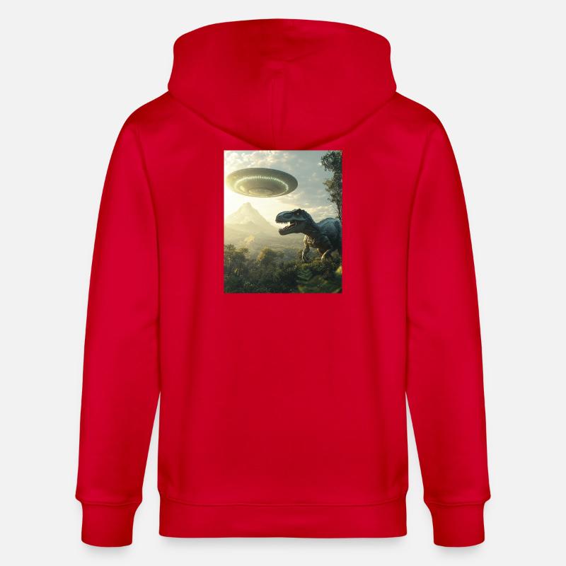 T-Rex Selfie mit UFO - Stanley/Stella Unisex Bio-Kapuzenjacke CULTIVATOR - Rot