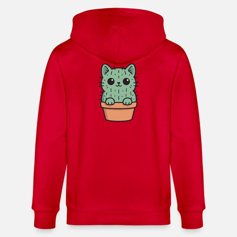 Conception de chaton cactus mignon - Veste à capuche bio CULTIVATOR Stanley/Stella Unisexe - rouge