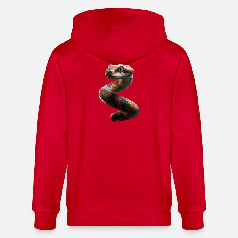 snake, python, cobra, rattlesnake, snakes - Stanley/Stella CULTIVATOR  Unisex Organic Hooded Jacket - red