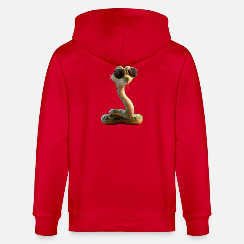 snake, python, cobra, rattlesnake, snakes - Stanley/Stella CULTIVATOR  Unisex Organic Hooded Jacket - red