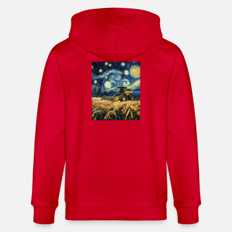 moissonneuse-batteuse fermier style van gogh étoilé - Veste à capuche bio CULTIVATOR Stanley/Stella Unisexe - rouge