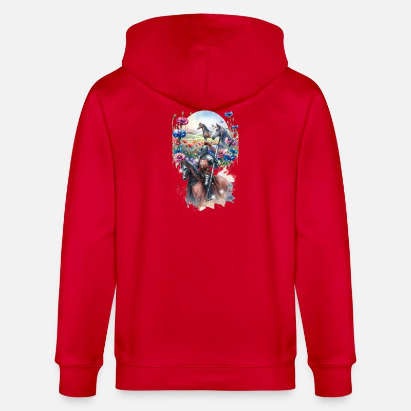 Ritter Märchen Pferd Kinder Mittelalter - Stanley/Stella Unisex Bio-Kapuzenjacke CULTIVATOR - Rot