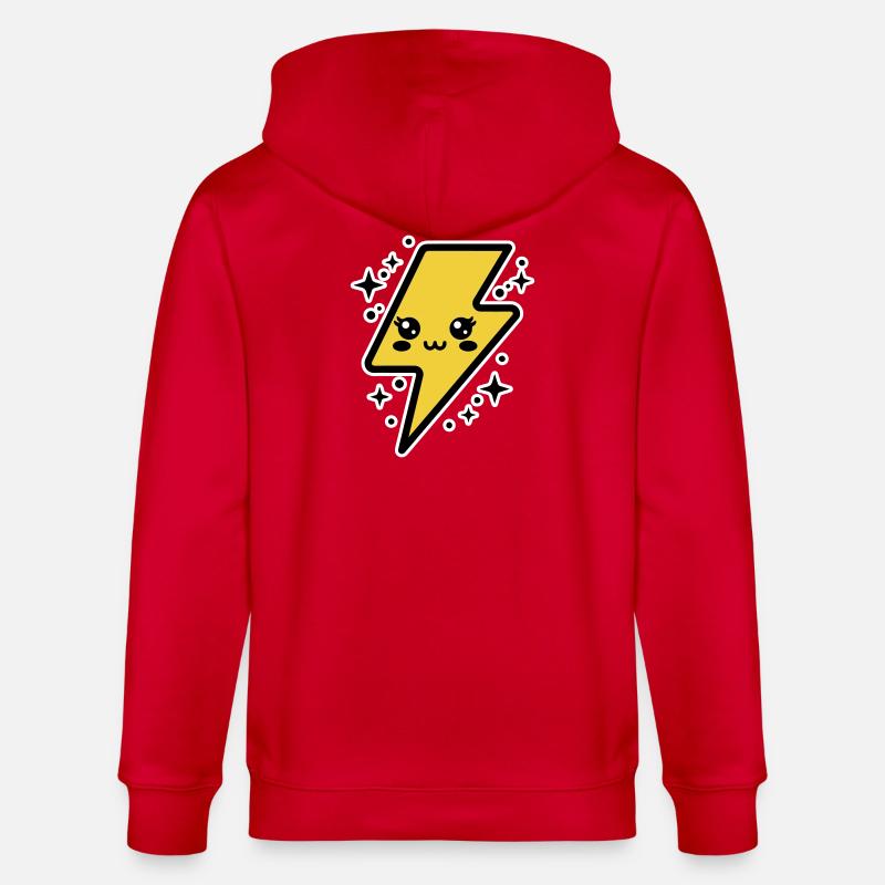Entzückender Blitz mit Kawaii-Gesicht - Stanley/Stella Unisex Bio-Kapuzenjacke CULTIVATOR  - Rot