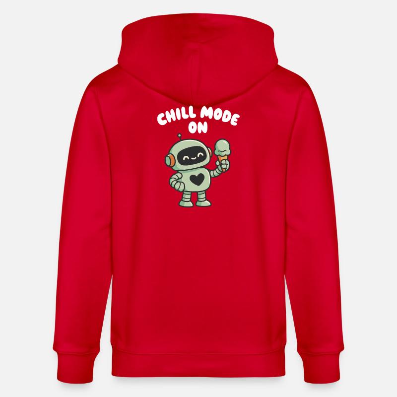 Entspannter Roboter mit Eistüte - Stanley/Stella Unisex Bio-Kapuzenjacke CULTIVATOR  - Rot