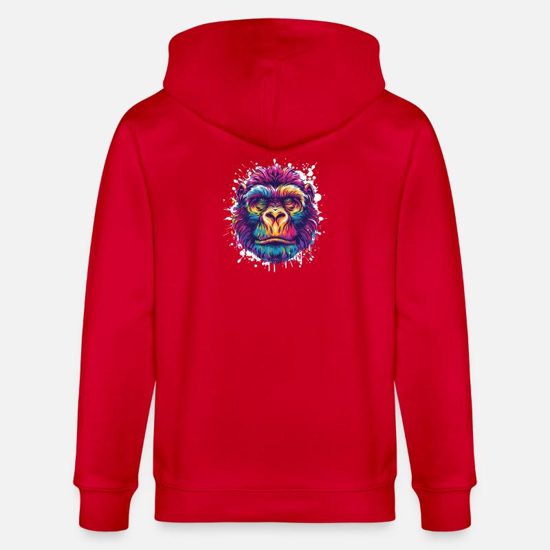 Gorilla Farbklecks Tier - Stanley/Stella Unisex Bio-Kapuzenjacke CULTIVATOR  - Rot