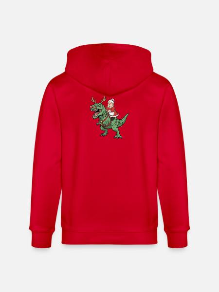 La mère Noël chevauche un T-Rex Funny Christmas Dino Sow - Veste à capuche bio CULTIVATOR Stanley/Stella Unisexe - rouge