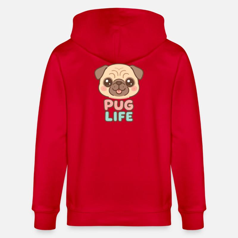 Kawaii Mops Hund - Mops Leben - Stanley/Stella Unisex Bio-Kapuzenjacke CULTIVATOR  - Rot