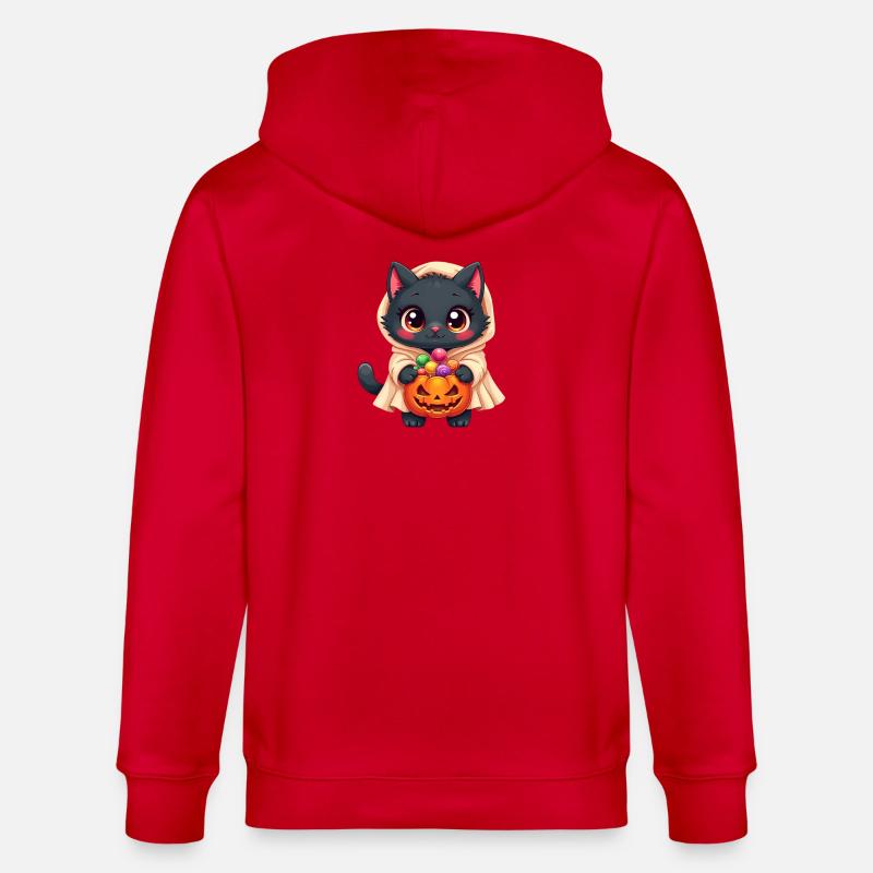 Chat d’Halloween avec citrouille d’Halloween - Veste à capuche bio CULTIVATOR Stanley/Stella Unisexe - rouge