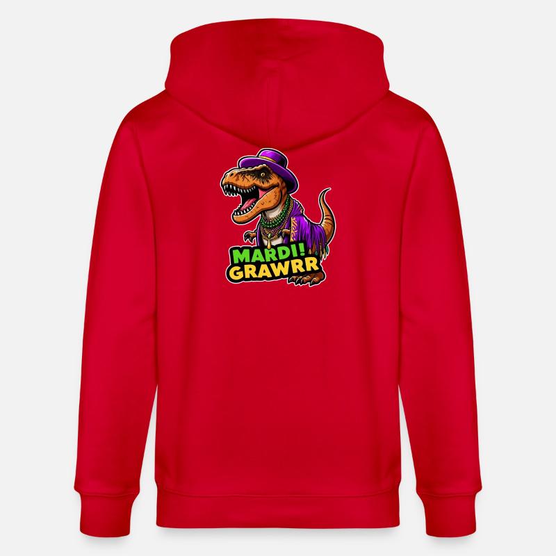 T Rex Carnaval Mardi Gras - Veste à capuche bio CULTIVATOR Stanley/Stella Unisexe - rouge