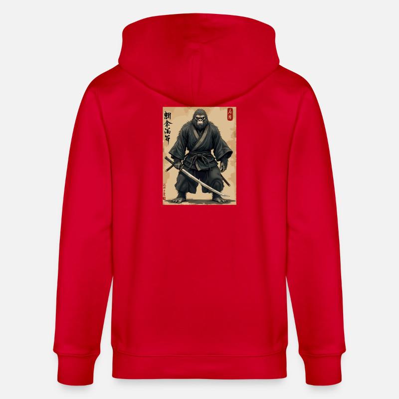 Gorilla Samurai mit Katana - Stanley/Stella Unisex Bio-Kapuzenjacke CULTIVATOR  - Rot