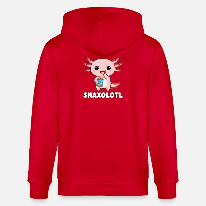 Mignon axolotl rose mangeant des chips - Veste à capuche bio CULTIVATOR Stanley/Stella Unisexe - rouge