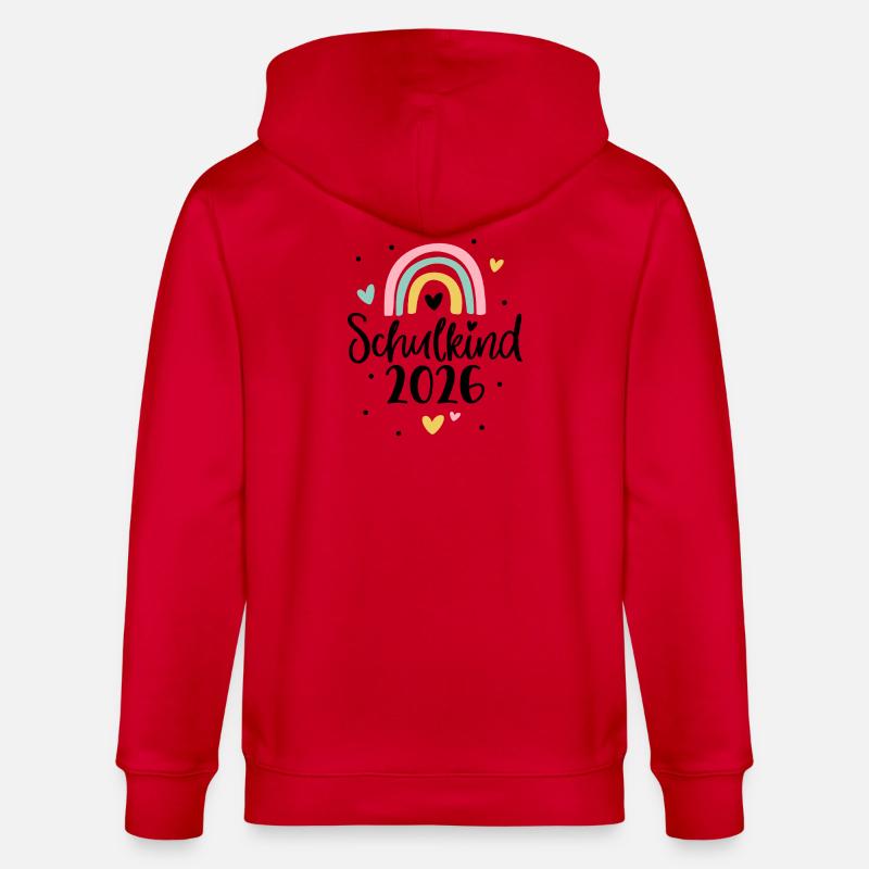 Schulkind 2026 Regenbogen Herz Einschulung - Stanley/Stella Unisex Bio-Kapuzenjacke CULTIVATOR - Rot