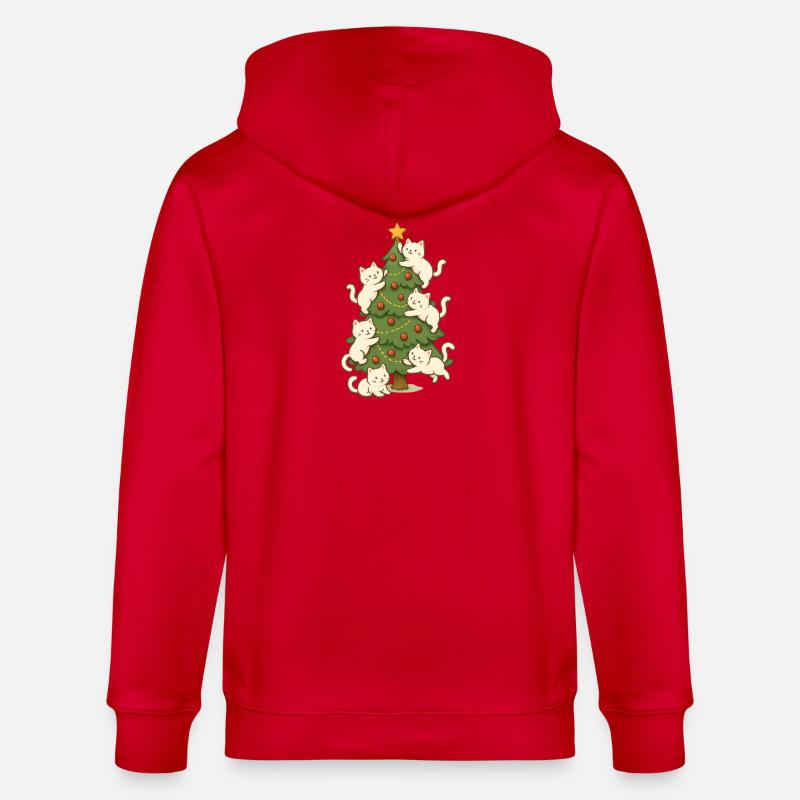Chat, Arbre de Noël, Whimsy, Chatons - Veste à capuche bio CULTIVATOR Stanley/Stella Unisexe - rouge