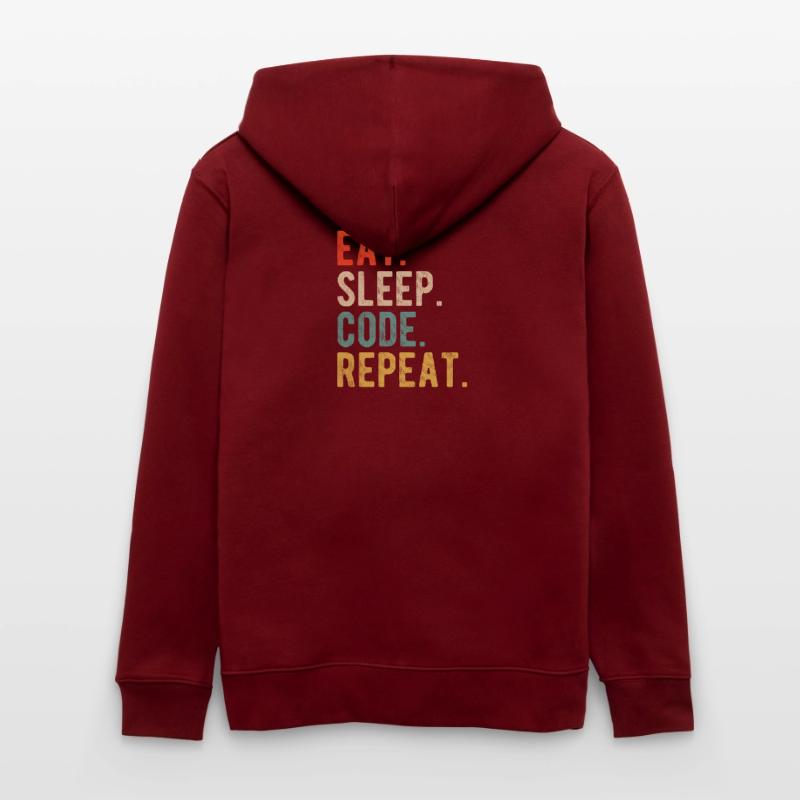 Eat Sleep Code Repeat Programmierer Nerd Retro Stanley/Stella Unisex Bio-Kapuzenjacke CULTIVATOR 