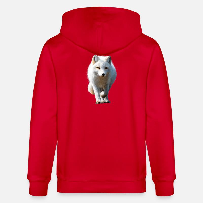 Polarfuchs Schneefuchs Eisfuchs Süßer Weißer Fuchs - Stanley/Stella Unisex Bio-Kapuzenjacke CULTIVATOR  - Rot