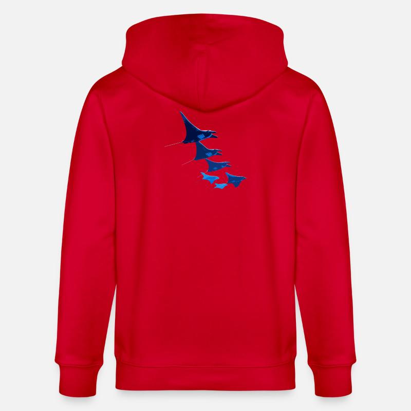 Manta Ray, Devil Ray, Stingray, Diver - Stanley/Stella CULTIVATOR Unisex Organic Hooded Jacket - red