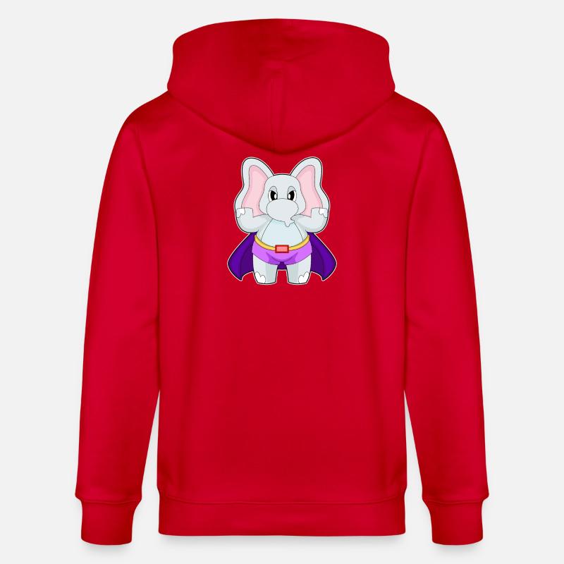 Cape de super-héros éléphant - Veste à capuche bio CULTIVATOR Stanley/Stella Unisexe - rouge