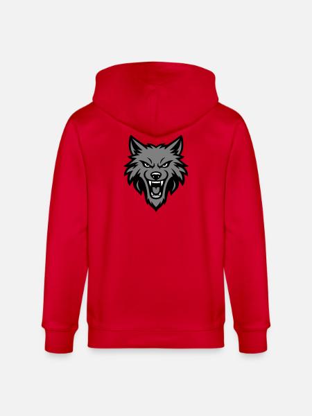 Wolf Kopf Logo - Stanley/Stella Unisex Bio-Kapuzenjacke CULTIVATOR - Rot