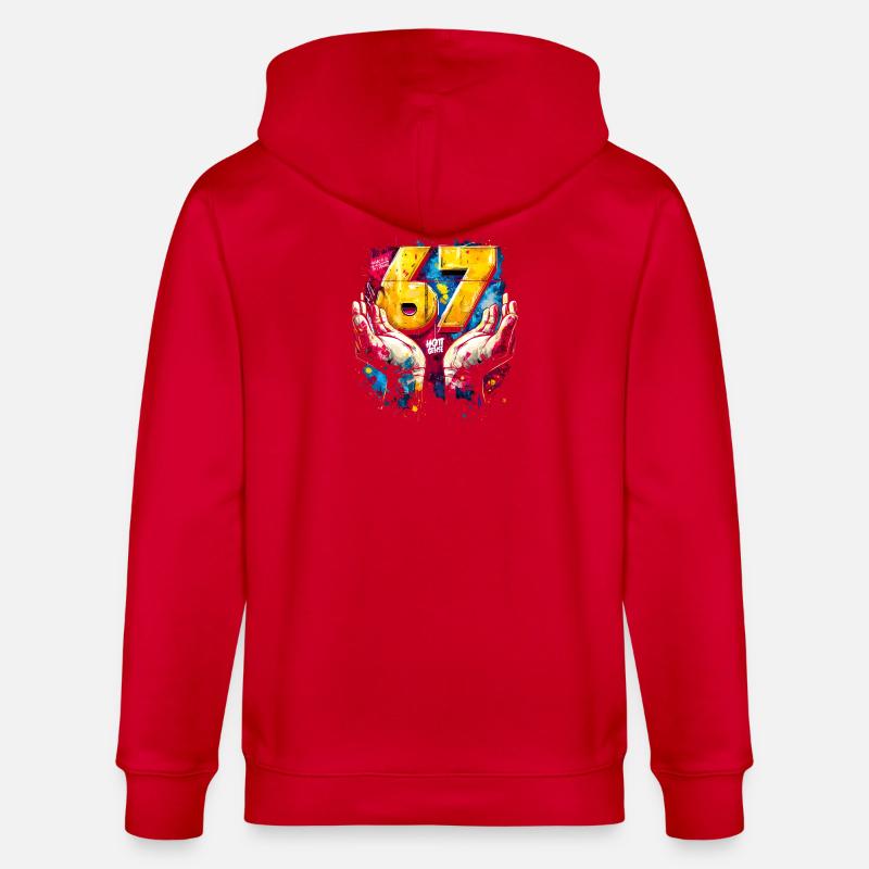 6 7 Graffiti Meme - Stanley/Stella Unisex Bio-Kapuzenjacke CULTIVATOR  - Rot