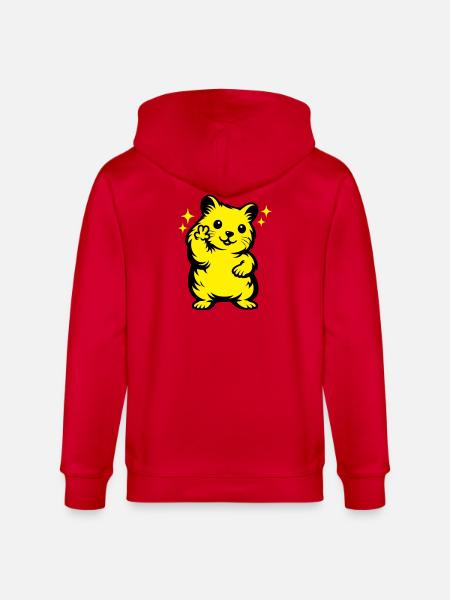 Hamster Cartoon - Stanley/Stella CULTIVATOR Unisex Organic Hooded Jacket - red