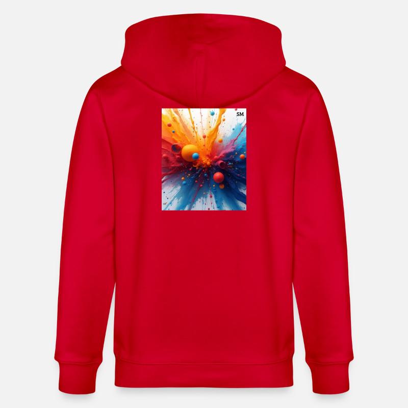 Abstrakte Farbexplosion - Stanley/Stella Unisex Bio-Kapuzenjacke CULTIVATOR  - Rot