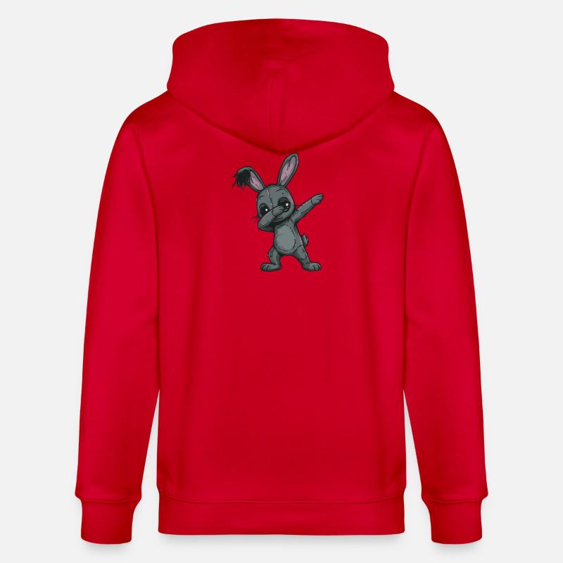 Gribouillis de lapins en patchwork - Veste à capuche bio CULTIVATOR Stanley/Stella Unisexe - rouge