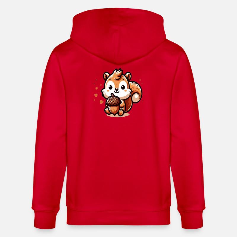 Süßes Eichhörnchen mit Herz-Eichel - Stanley/Stella Unisex Bio-Kapuzenjacke CULTIVATOR  - Rot