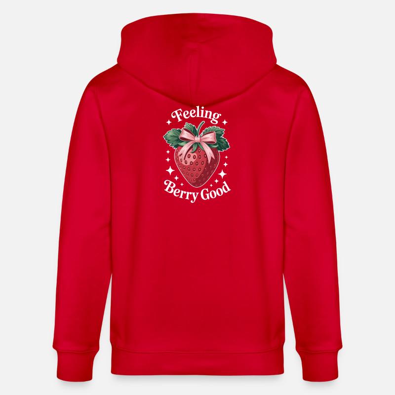 Erdbeeren Sprüche Lustiges Erdbeeren Geschenk - Stanley/Stella Unisex Bio-Kapuzenjacke CULTIVATOR - Rot