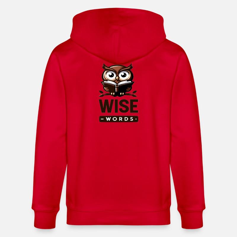 Weise Eule mit Buch – Wörter - Stanley/Stella Unisex Bio-Kapuzenjacke CULTIVATOR  - Rot