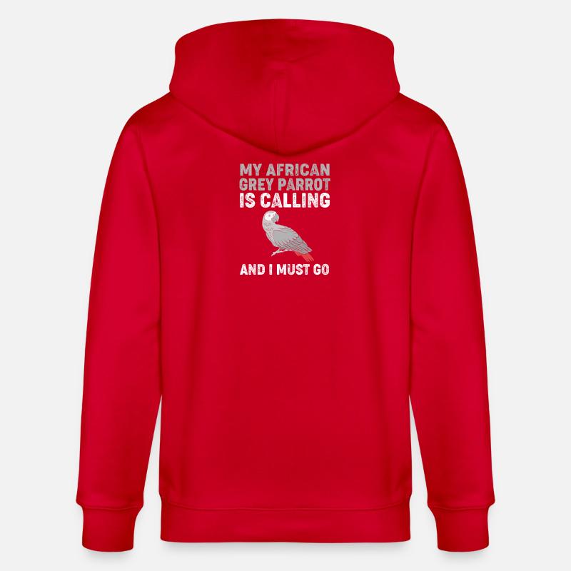 Papagei Grau Graupapagei - Stanley/Stella Unisex Bio-Kapuzenjacke CULTIVATOR  - Rot