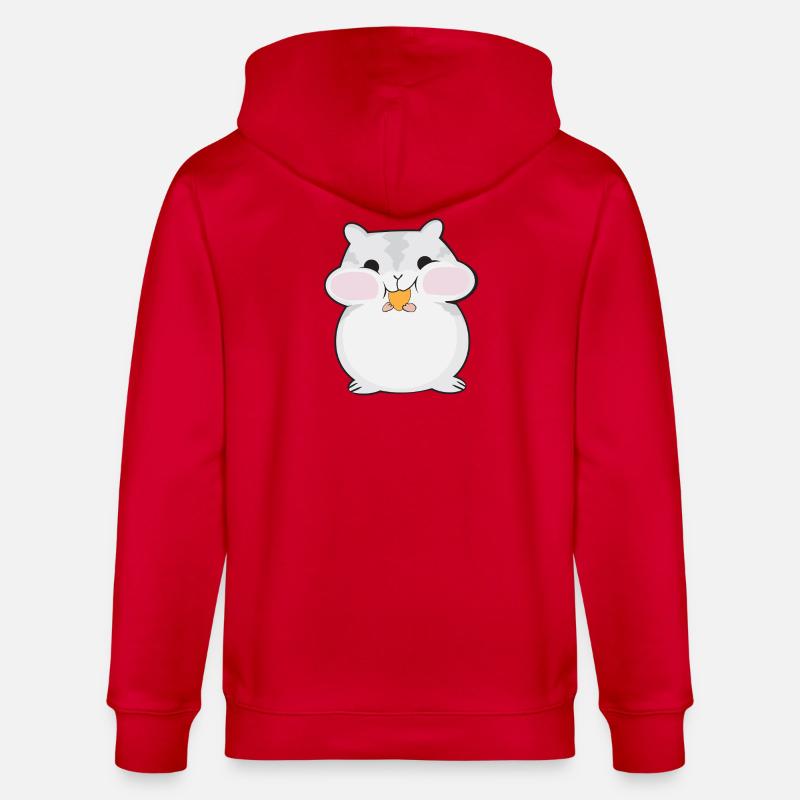 Dessin animé de hamster dodu mignon - Veste à capuche bio CULTIVATOR Stanley/Stella Unisexe - rouge