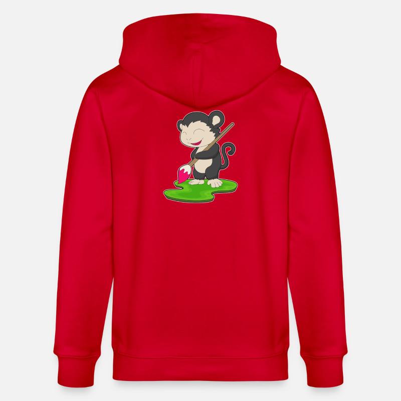 Affe Maler Pinsel Malen - Stanley/Stella Unisex Bio-Kapuzenjacke CULTIVATOR  - Rot