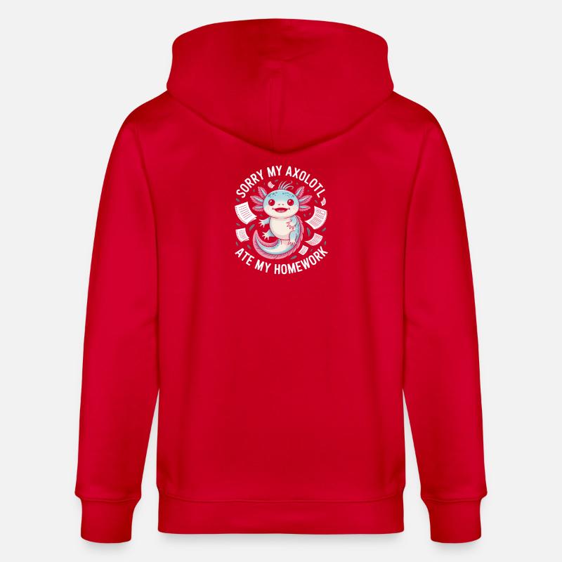 Axolotl a mangé mes devoirs - Veste à capuche bio CULTIVATOR Stanley/Stella Unisexe - rouge