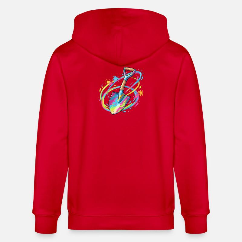 Farbexplosion Gartenschaufel Illustration - Stanley/Stella Unisex Bio-Kapuzenjacke CULTIVATOR  - Rot