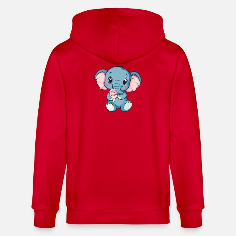 Illustration de crème glacée éléphant câline - Veste à capuche bio CULTIVATOR Stanley/Stella Unisexe - rouge