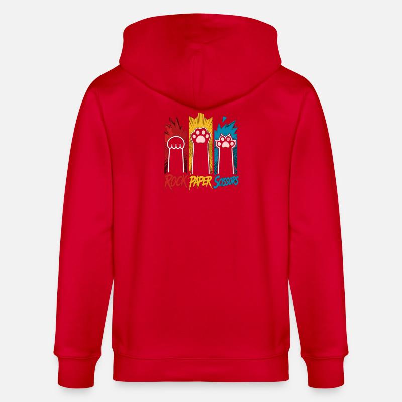 Trio Pierre-Papier-Ciseaux Pattes de Chat - Veste à capuche bio CULTIVATOR Stanley/Stella Unisexe - rouge
