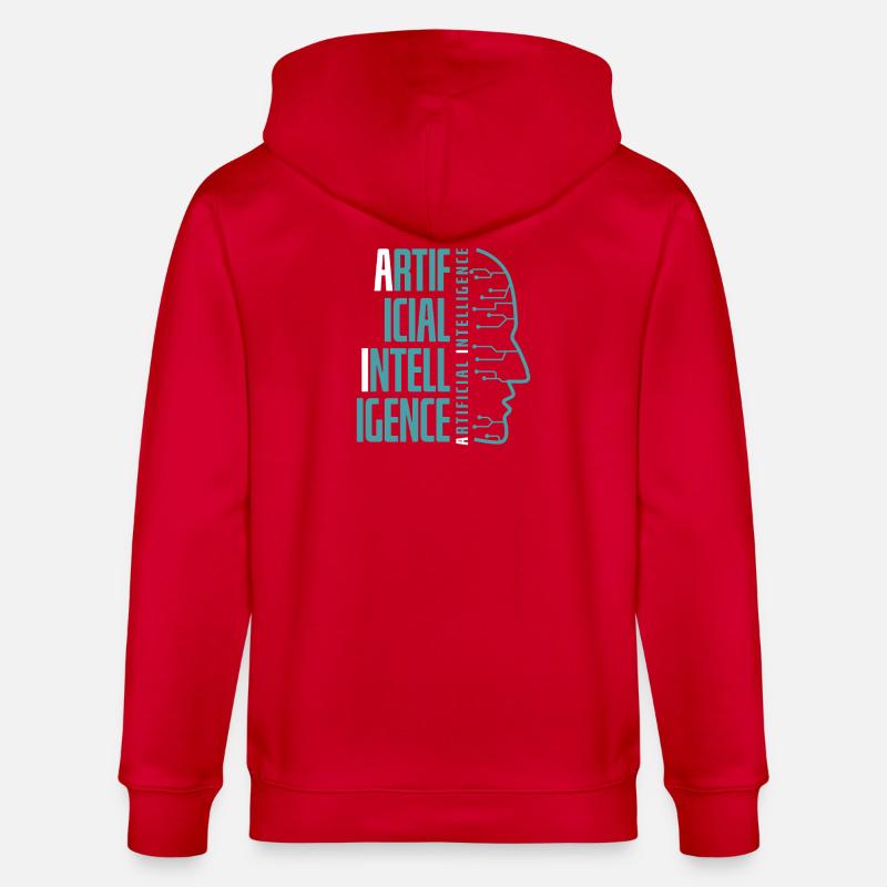 Artificial Intelligence Circuit Face Design - Stanley/Stella CULTIVATOR Unisex Organic Hooded Jacket - red