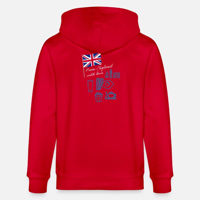 EXANGLIA (Texte Bleu + Blanc) - Veste à capuche bio CULTIVATOR Stanley/Stella Unisexe - rouge