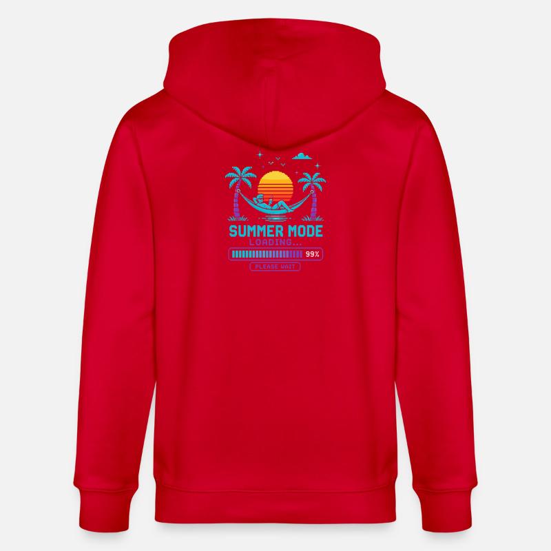 Summer Mode Loading: Sunset - Stanley/Stella CULTIVATOR Unisex Organic Hooded Jacket - red