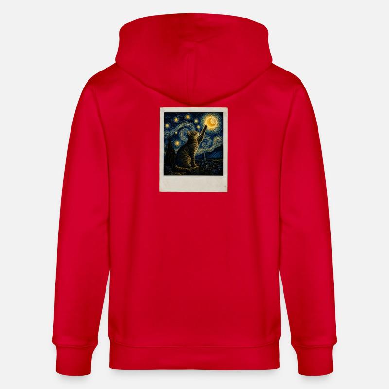 Style Star cat in night - Veste à capuche bio CULTIVATOR Stanley/Stella Unisexe - rouge