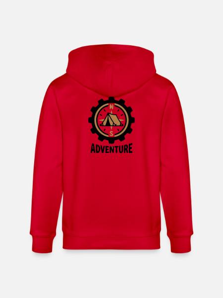 Adventure Compass Tent Camping Hiking Group - Stanley/Stella CULTIVATOR  Unisex Organic Hooded Jacket - red